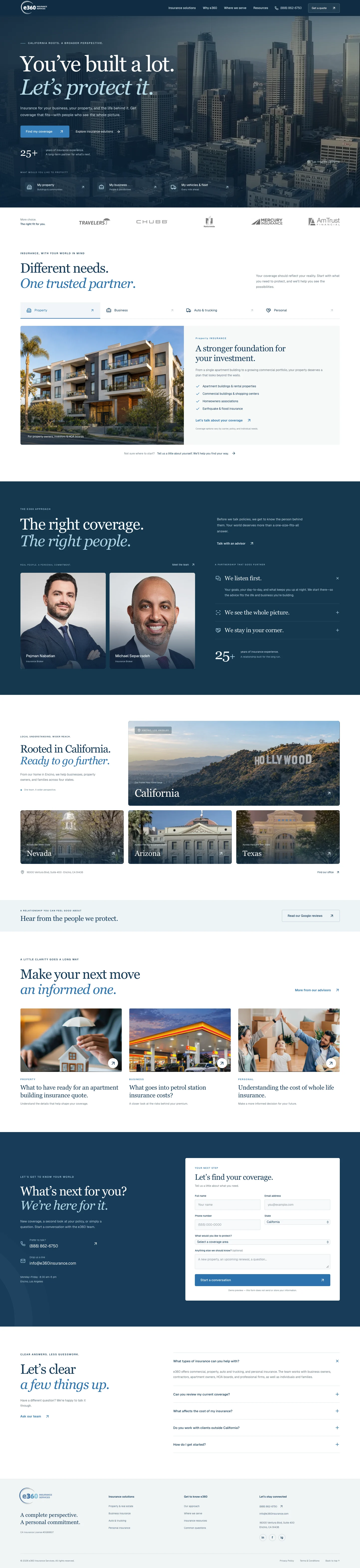 Insurance Company homepage screenshot