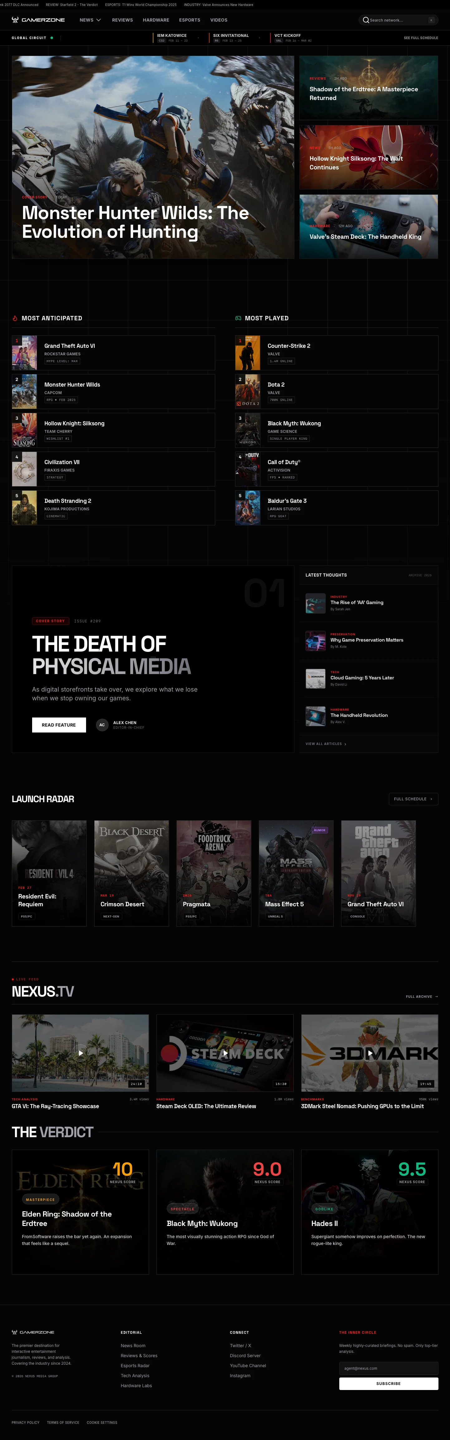 Gamerzone homepage screenshot