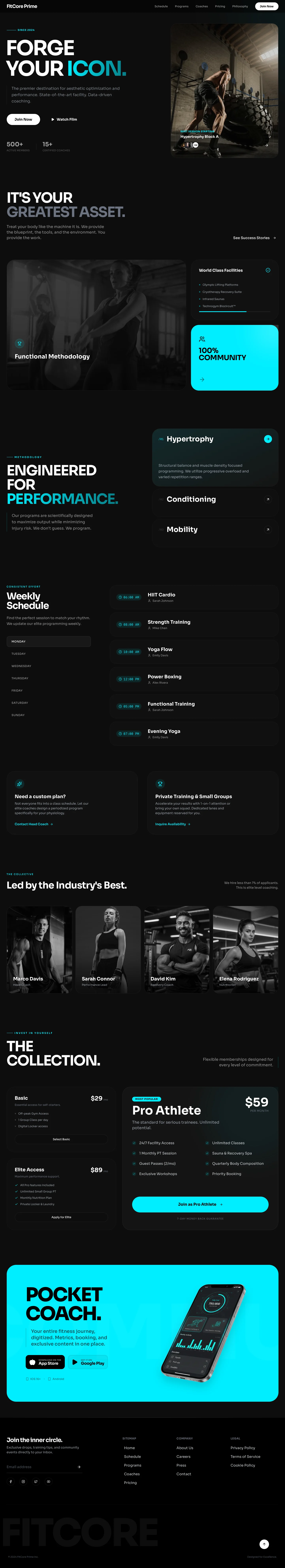 Fitcore Prime homepage screenshot