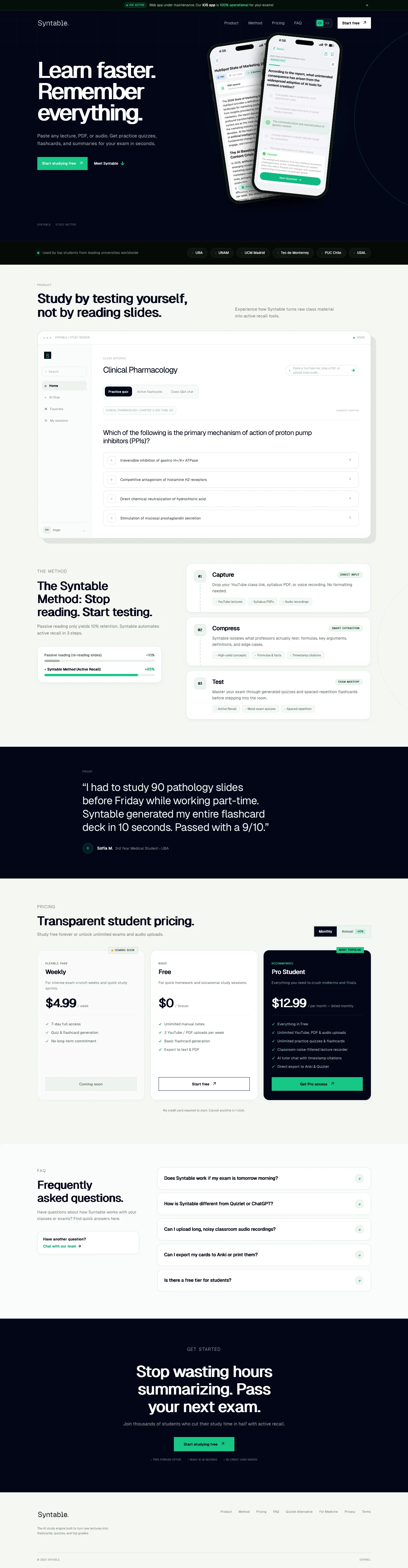 Syntable homepage screenshot